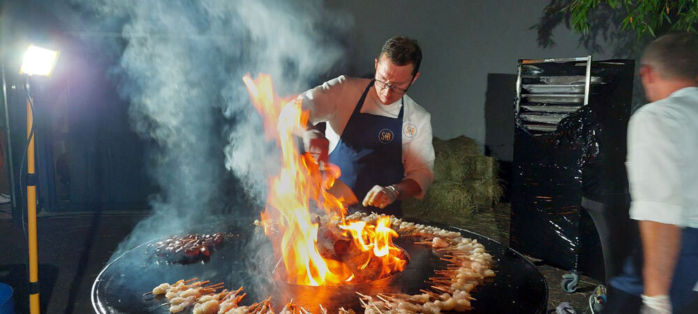 Crevettes flambées au Brasero